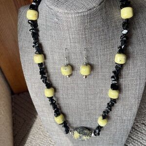 Sterling Silver Yellow Turquoise Necklace Set